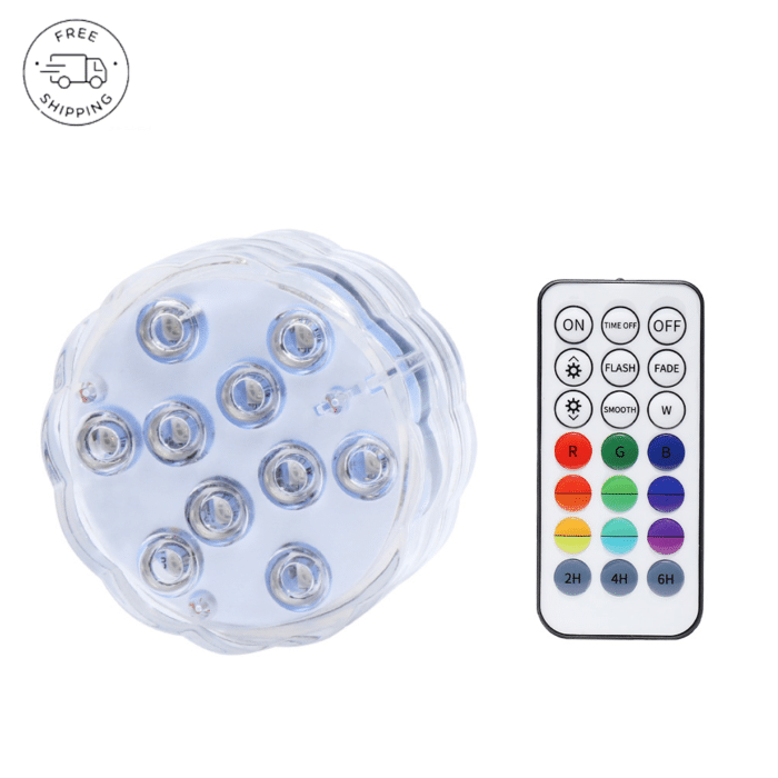 10 LED Submersible LED Lights with RF Remote Control